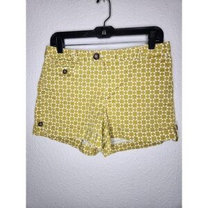 Banana Republic Martin Fit Geometric Yellow White Women's Shorts Size 10